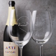 (一對價) 425cc【結婚禮物祝福對杯】有你才完整心型結婚紅酒杯