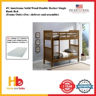 Picket &amp; Rail #1 Americana Solid Wood Double Decker Single Bunk Bed