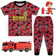 (6M-11Y) BOMBA COTTON SEDONDON Full Cotton Kids Pajamas - Baju Tidur Budak Kanak Lelaki Pakaian Sedondon Badan Uniform