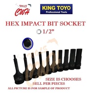KING TOYO H4 - H19 1/2" DR. IMPACT HEX BIT SOCKET ALLEN KEY BOX SPANNER TUOSEN KINGTOYO TOPTUL SATAG