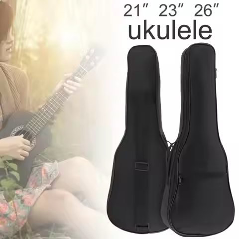 Ukulele Bags 21 / 23 / 26 Inch Black Portable Ukulele Bag Soft Case Gig Cotton Oxford Fabric Waterpr