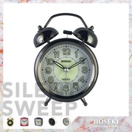 HOSEKI 12cm (4 Inch) Silent Sweep Alarm Clock Series | Non-Ticking Quartz for Light Sleepers | Luminous Night Light Bell Alarm Snooze Function | Small Compact Classic Minimalist Design | Home Decor Living Kitchen Office Study Bedroom | H-9062