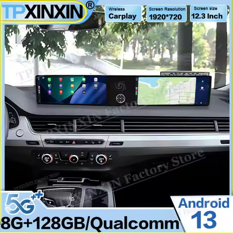 Dual-screen Interaction Android 13 For Audi Q7 2016~2020 Car Radio Stereo Receiver Multimedia Player