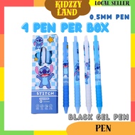 [READY STOCK] 4PCS Pen Gel Hitam Stitch Comel Set Pelajar Cute Black Gel Pen Smooth Writing School S
