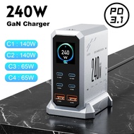 240W GaN Charger PD3.1 140W USB Type C 6 Ports PPS PD Fast Charging Station Desktop Wall Charger for