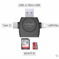 iDragon การ์ดรีดเดอร์ 5 in1 OTG card reader,TF, Lightning 8-pin, Micro USB, Type-C Smart Card Reader with Micro USB