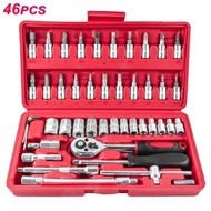 Shock Wrench Set 1/4 Socket Bit Hex + Socket Screwdriver Set 46 Pcs Socket Wrench