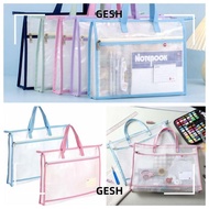 GESH A3 Project Bag, Multifunctional Mesh PVC Mesh Art Bag,  Large Capacity Thickened Waterproof Sto