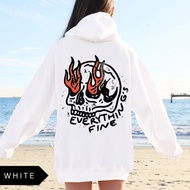 And Style Edgy Skull On Fire Everythings Fine Print Cotton Hoodie Make A Bold Statement With This