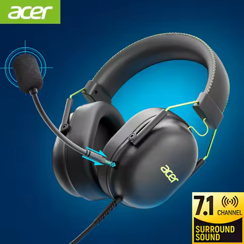 2025 Acer Headphones OHW200 7.1 Surround Sound Wired USB Gaming Headset with Mic Noise Cancelling- G