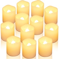 SHYMERY Flameless Votive Candles with Timer,12 Pack Last 15 Days Battery Operated Flickering LED Can