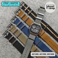 Nylon Nato Strap Ribbed Nylon Brushed SS Buckle Watch Strap Casio AE1200 AE1300 WS1600 Includes Adap