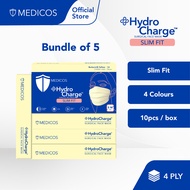 [Buy 4 Free 1 box] (10pcs) MEDICOS Slim Fit 165 HydroCharge™ 4ply Surgical Face Mask (Assorted Color) - Total 5 boxes