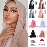 [SG SELLER] Chiffon Shawl Breathable / Plain Bubble Scarf / Tudung /Pin-less Underscarf / Hijab / Un