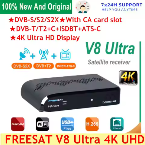 [Genuine]FREESAT V8 Ultra 4k Satellite Receiver DVB-S/S2/S2X,DVB-T/T2,ISDB-T/ATSC 1080P TV Box Suppo