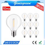 10 Packs DC3V Plastic LED Bulb 1W G40 E12 Shatterproof String Light Replacement Bulbs Retro Warm Whi