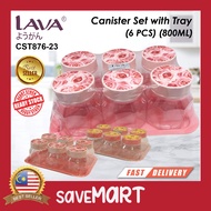 LAVA CST876-23 Canister Set with Tray (6 PCS) (800ML) Food Storage Container / Balang Bekas Kuih Raya