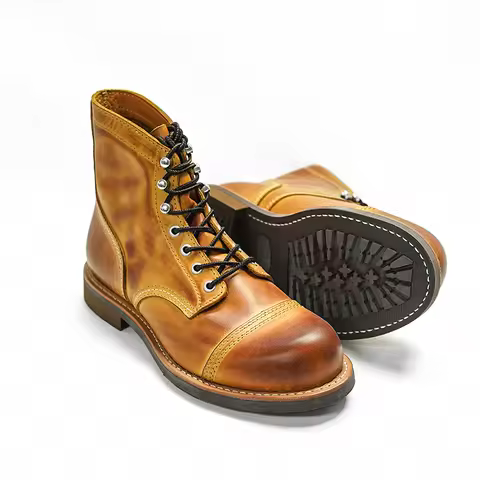 Durable Goodyear-Welted Stitchdown Rugged Style Work Boots Heritage Genuine Leather Moctoeboots8111 