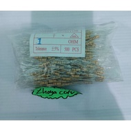 50pcs resistor 1/2watt 1ohm/resistor 1ohm 1/2watt