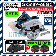 GKS18V-68GC PROFESSIONAL 18V CORDLESS CIRCULAR SAW BI-TURBO BRUSHLESS MOTOR C/W GAL18V-40 CHARGER+PR