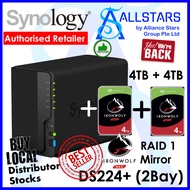 (Seagate Ironwolf 4TB + 4TB)Synology DS224+ 2 Bay NAS(Intel Celeron Quad Core 2GB /2GB DDR4 expandable to 6GB/2xGBE Lan)