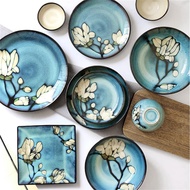 Premium Aesthetic Floral Patterned Dinner Plate/Blue Florets Cup and Saucer Set Tableware Store