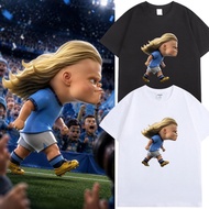 Baju Kaos Haaland Q-version Funny T-shirt American Trend Fun HAALAND Football Related Cultural Shirt