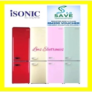 [REBATE VOUCHER RM200 ] ISONIC VINTAGE FRIDGE DOUBLE DOOR IDR-BCD261LH