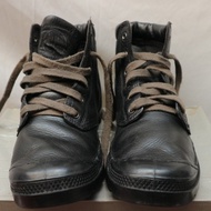 Sepatu Palladium Pampa Hi Cuff Leather Black/Metal
