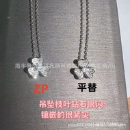 Four-leaf Clover Full Diamond Gold Women's Pure Silver S925The pendant is thick v High Version Hollo
