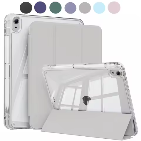 for iPad Air 13 M2 M3, Pro 12.9 (3rd-6th) Transparent Acrylic Back Cover with Pencil Slot, Auto Slee