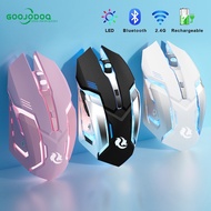 GOOJODOQ Gaming Mouse Wireless 2400DPI Backlight Ergonomic 5 Button Three Gear Optical Bluetooth Qui