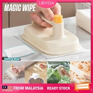 LOVIDA Kitchen Tissue Mop 50pcs Disposable Rags Magic Brush Stains Absorb Wipes Cleaning Brush With 