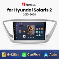 Junsun วิทยุอัตโนมัติแอนดรอยด์ CarPlay ไร้สาย V1 9นิ้วสำหรับ Hyundai Solaris 2 Verna 2017 2018 2019 2020 4G 2din GPS มัลติมีเดียรถยนต์