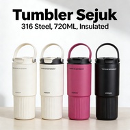 Tumbler 316 Sejuk Tumbler Straw Water 720ML Steel Botol Tumbler Tahan Air 保温瓶