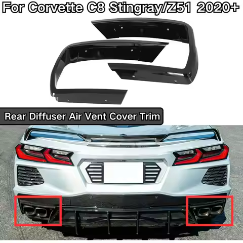 For Corvette C8 Stingray/Z51 2020+ Rear Diffuser Air Vent Cover Trim Matte Black Carbon Fiber Painte
