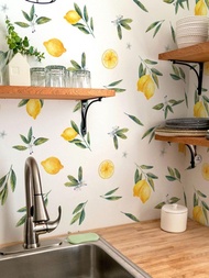 1張清新檸檬水果壁紙,適用於客廳、臥室、兒童房背景牆裝飾壁貼