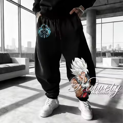 Dragon Ball Goku Ultra Instinct & Blue Aura Logo Print Quick Dry Joggers American Plus Size Hip Hop 