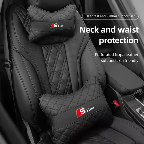 Car Seat Neck Pillow Headrest Lumbar Waist Support Cushion For Audi Sline A1 A3 A4 A5 A6 A7 A8 B8 B9