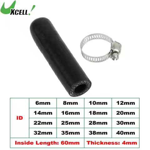 UXCELL 60mm Length 6mm-40mm ID Car Silicone Rubber Hose End Cap with Clamp Silicone Reinforced Blank