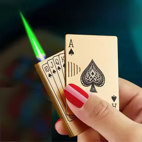 Creative Personalized Lightemitting Lighter Men's Playing Cards Butane Gadgets Interesting Lighter C