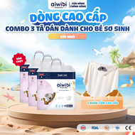 Combo 3 Tã/bỉm dán cao cấp Aiwibi Light Feather hấp thụ tức thời khóa độ ẩm Gói Nhỏ NB