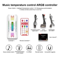 COOLMOON ARGB Music Rhythm Hub (5V 3PIN ARGB+4 Pin PWM) PC Case CPU Fan Controller Remote Light AURA