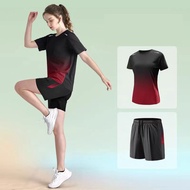 Korean Women 2-piece T-shirt/casual Shorts Summer Sports Set Women Short Sleeve Set Ice SilkTop/Shor