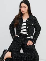 [Pomelo] เบลเซอร์ผ้าทวีตทรงครอป / Cropped Tweed Blazer