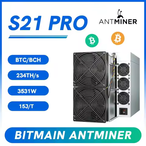 New Bitmain Antminer S21 Pro BTC BCH Miner 234TH/s 3510W/h 15J/t SHA 256 Bitmain Mining Machine Asic