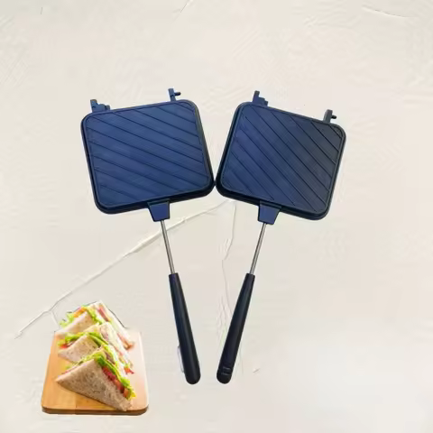 Aluminum Alloy Sandwich Maker Pan Double Sided Frying Pan Non-Stick Sandwich Grill Pan Detachable Ho