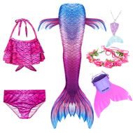 Girls Mermaid Tails Bikini Swimming Suits Children Swimsuit With Monofin for Kids Princess Costume S