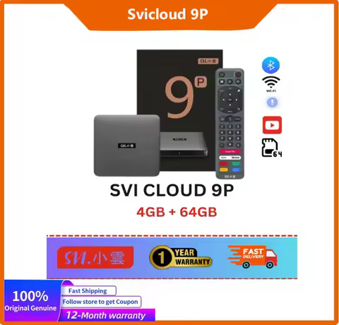 2024 New Arrival SVICLOUD 9P tv box Android TV Box 4+64GB Smart AI Voice Remote Ultra HD 2.4/5.8G Wi