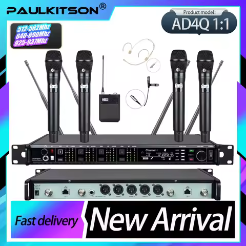 Paulkitson AD4Q KSM11 Professional Wireless Microphone System 4-Channel 500/600/900MHZ Headset Mic L
